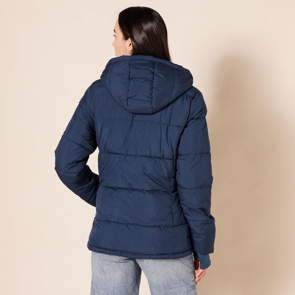 Women's Quilted Hooded Puffer Coat Plus Size Water-Resistant Warm Jacket - Picture 3 of 8